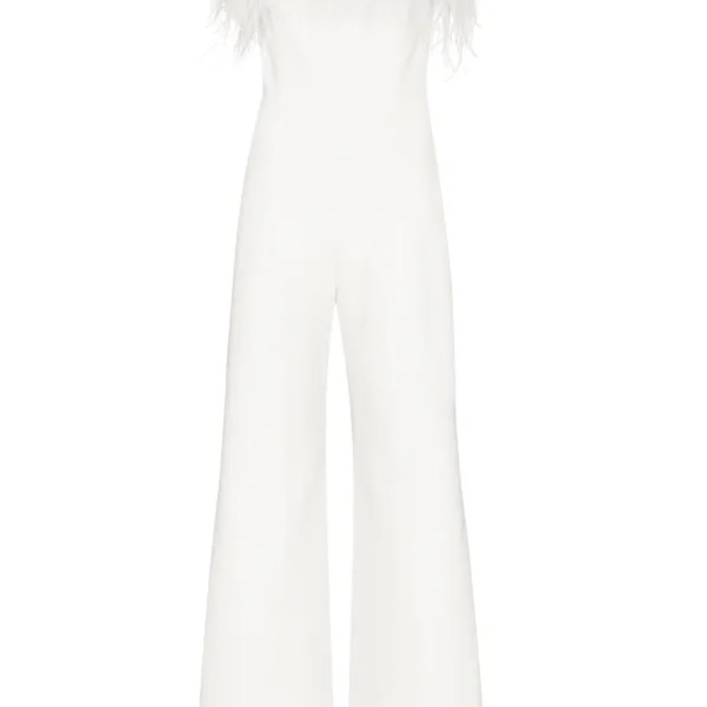 16Arlington Taree feather-trim strapless jumpsuit